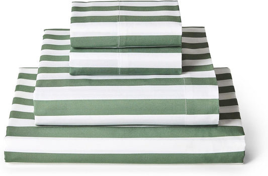 Mellanni Queen Sheets Set - 4 PC Luxury Bedding Collection - Extra Soft, Cooling, Wrinkle-Resistant (Queen, Oxford Stripe Sage)