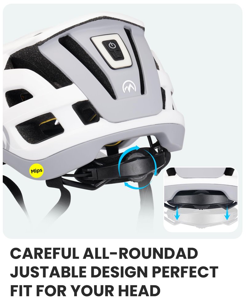 OutdoorMaster Gem II MIPS Bike Helmet with Light - Lightweight Cycling Helmet,Mountain Road Bicycle Helmet for Youth & Adult