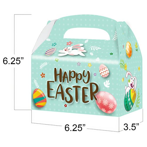 Easter Treat Boxes, Pack of 12 Easter Bunny Boxes for Candy, Cookies and Party Favors, Cute Cardboard Boxes with Handles for Wedding Candy, Birthday Favors, Holiday Goodies
