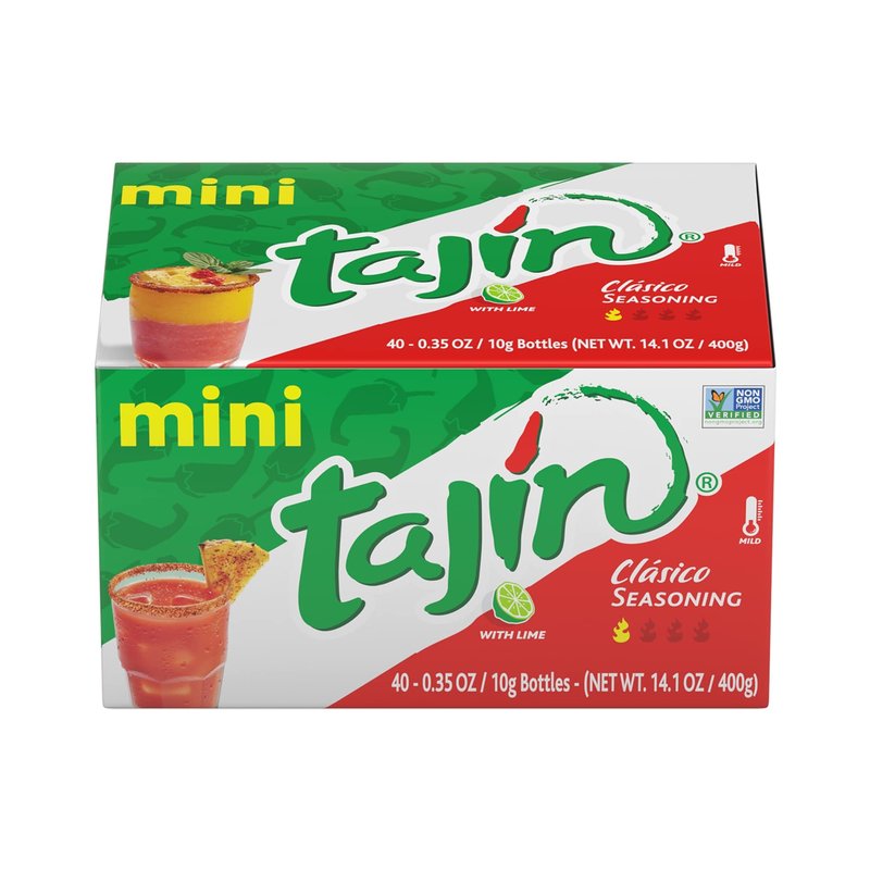 Tajin Clásico Seasoning, Mini Display Pack of 40 Portable Bottles, Authentic Mexican Chili Lime Spice Blend for Fruit, Snacks, Tacos, and Cocktails, Zesty Flavor Enhancer, 0.35 oz (Pack of 1)