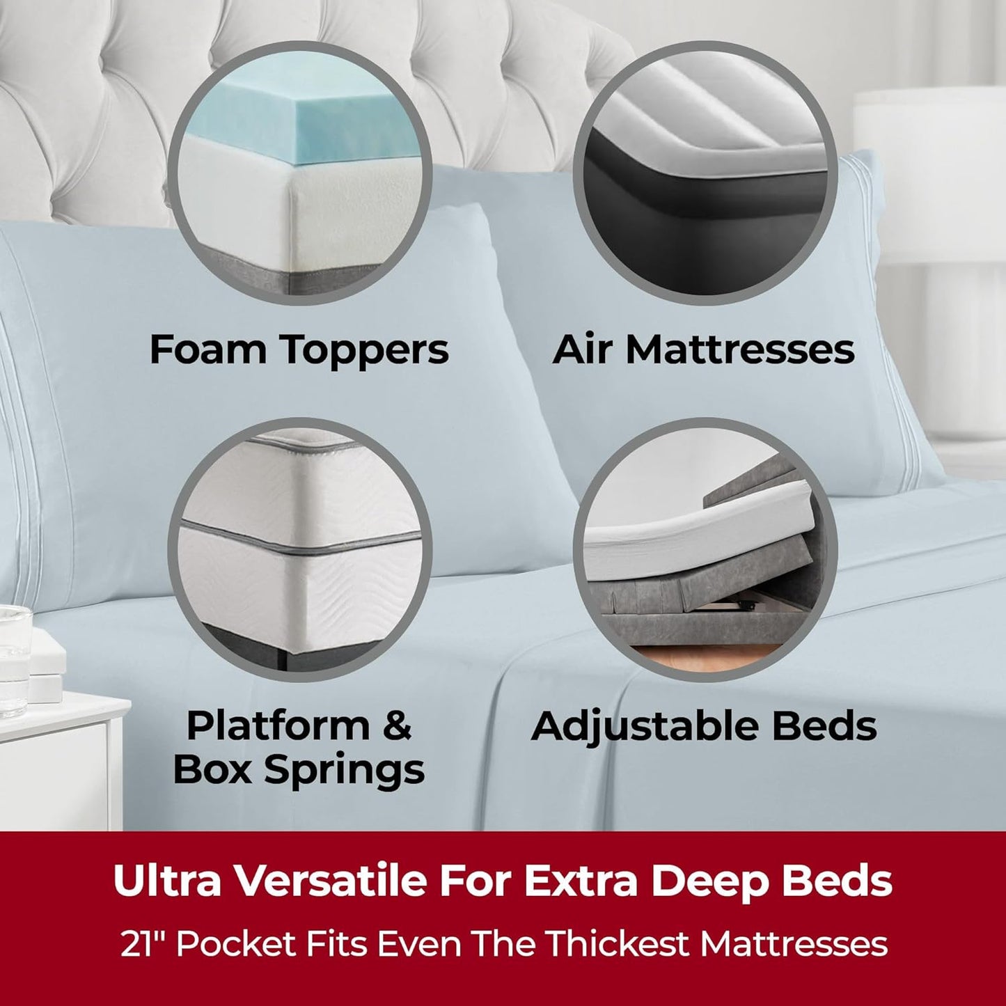 Mellanni Extra Deep Twin XL Sheets - Hotel Luxury, Ultra Soft Cooling Bedding | 3 PC Set in Spa Blue
