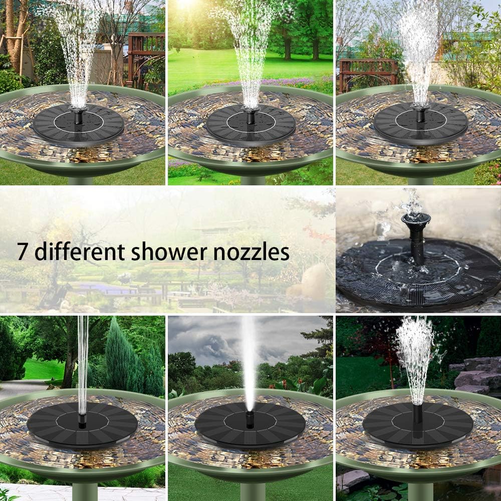 Skiennix Solar Fountain - 1.4W Solar Powered Garden Water Pump with 6 Nozzles | Floating Bird Bath Decor