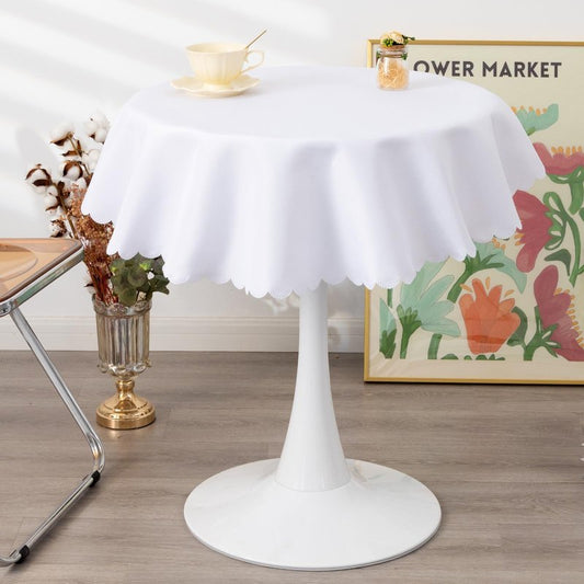 YZKITM Small Round White Tablecloth 36 Inch Polyester Fabric Washable Table Cover Decorative Wrinkle Resistant Solid Color Table Cloth for Kitchen Dining Party Wedding Camping