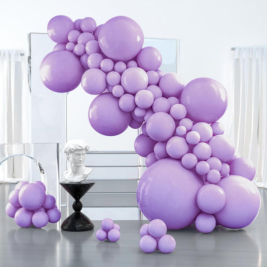 PartyWoo Pastel Purple Balloons - 100-Piece Pack | 5-18 Inch Sizes for Baby Shower & Birthday Decor