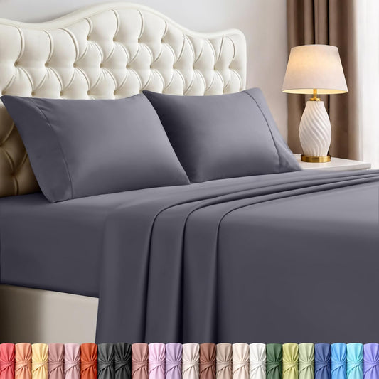 Utopia Bedding California King Sheet Set - Soft & Breathable 4-Piece Microfiber in Grey | Oeko Tex Certified
