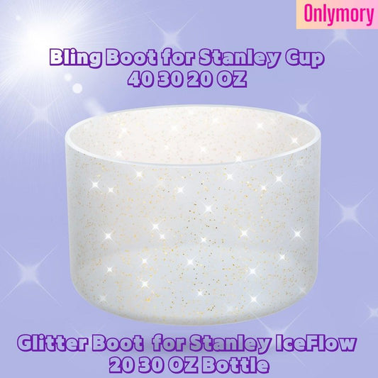 Onlymory 2Pack Glitter Silicone Boot for Stanley Cup 40 30 20 OZ, Boots Bottom Protector for Owala/HydroJug 40OZ Tumbler, Protective Sleeve for Stanley Cup Accessories Bumper