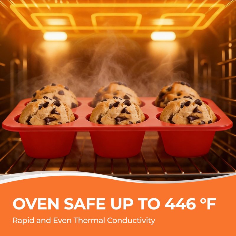 Jumbo Muffin Pan, 3.5 Inch Large Muffin Pan 6 Cup Silicone Jumbo Cupcake Tin for Baking Food Grade Silicone Mold Non Stick