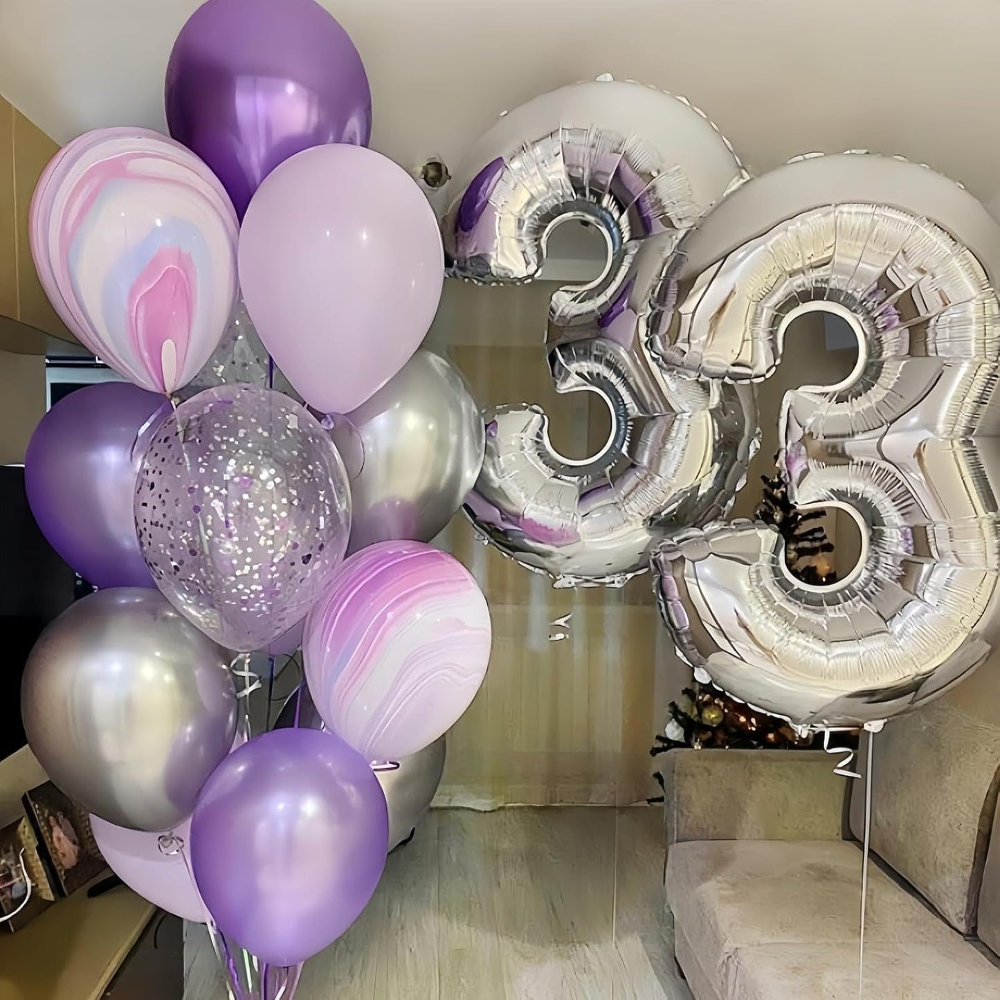 Skiennix Silver 3rd Birthday Balloon - 40 Inch Giant Helium Foil Number 3 - Self-Inflating Decor