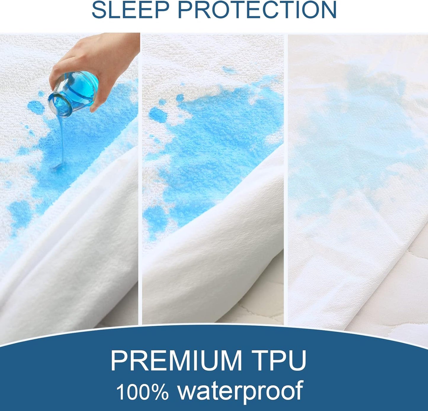 Skiennix King Size Mattress Protector - 100% Waterproof & Noiseless - Ultra Soft Terry Fabric, Fits Up to 18''