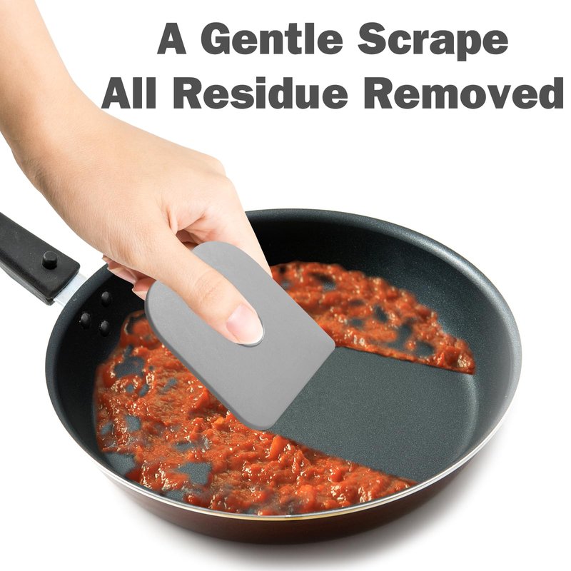 Pan Scraper, 10 Pcs Pot Scraper Plastic, Pot Scraper Non Scratch for Cast Iron, Pot and Pan Cleaning, Sturdy Scraper Kitchen Tool, Grey