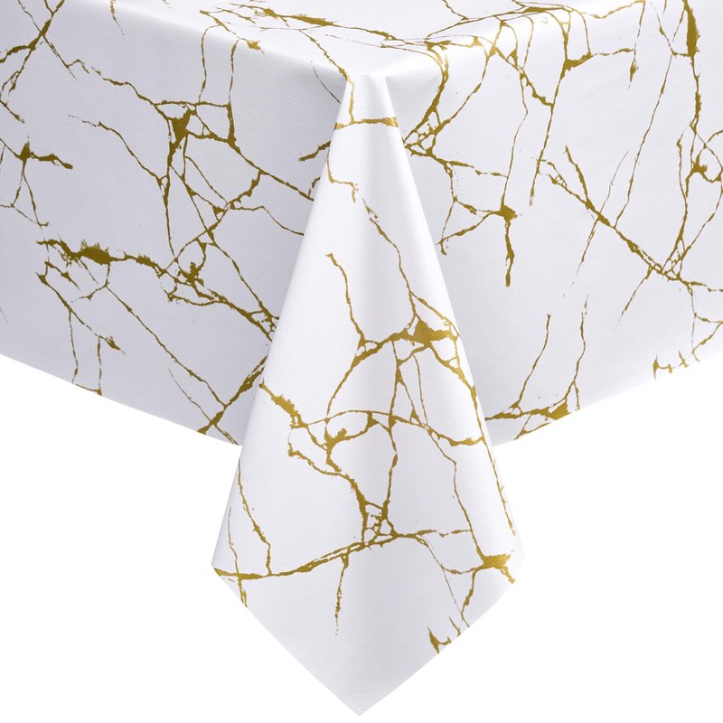 sancua 100% Waterproof Vinyl Tablecloth 54x78 Inch, Rectangle PVC Table Cloth for Picnic, Oil-Resistant Spill-Proof Wipeable Table Cover for Dining, Kitchen, Parties, Indoor and Outdoor, White Marble