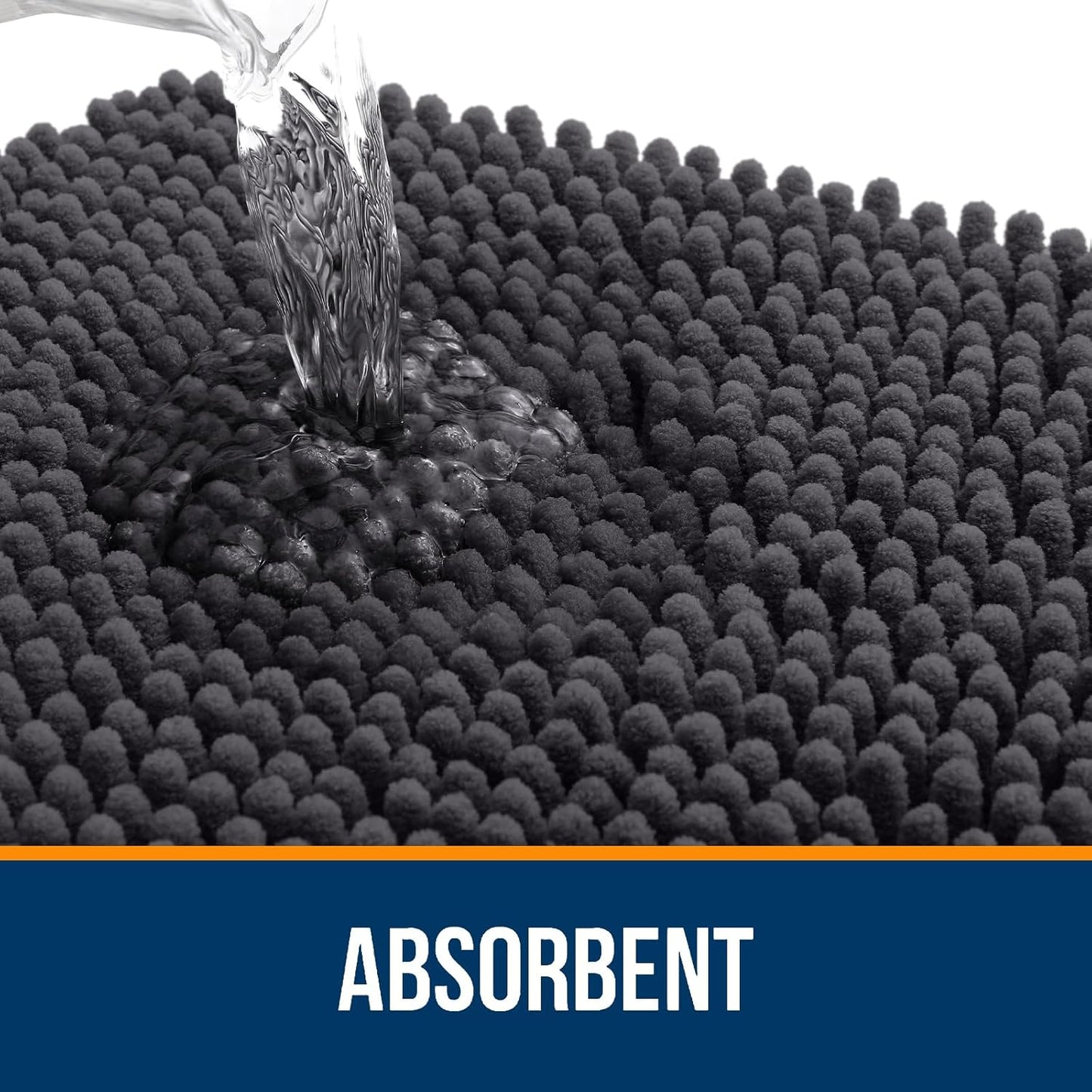 OLANLY U-Shaped Toilet Rugs - Extra Soft, Absorbent Chenille | 24x20, Dark Grey, Non-Slip & Machine Washable