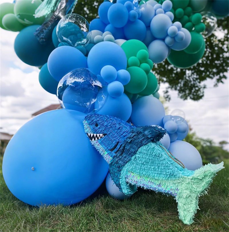 Blue Balloon Garland Arch Kit, 112 Pcs Pastel Baby Light Blue Royal Blue Slate Teal Blue Turquoise Metallic Green Under the Sea Balloon Arch Kit for Boys Ocean Birthday Baby Shower Party Decorations