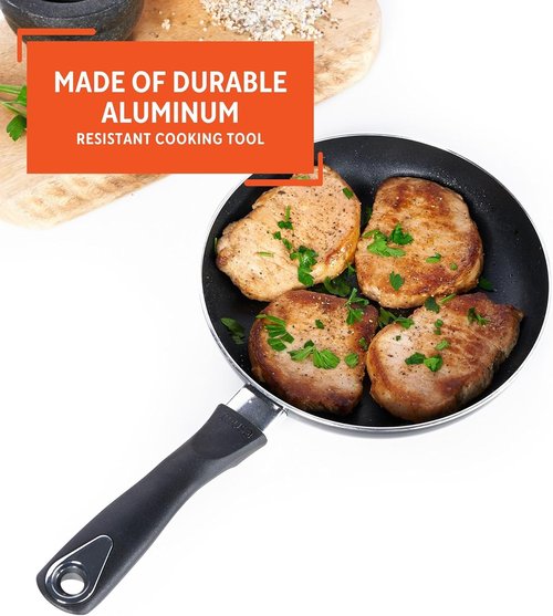 IMUSA 8-Inch Nonstick Fry Pan - Cool Touch Handle for Easy Cooking | Perfect for Eggs, Omelets, and Sautéing - Black