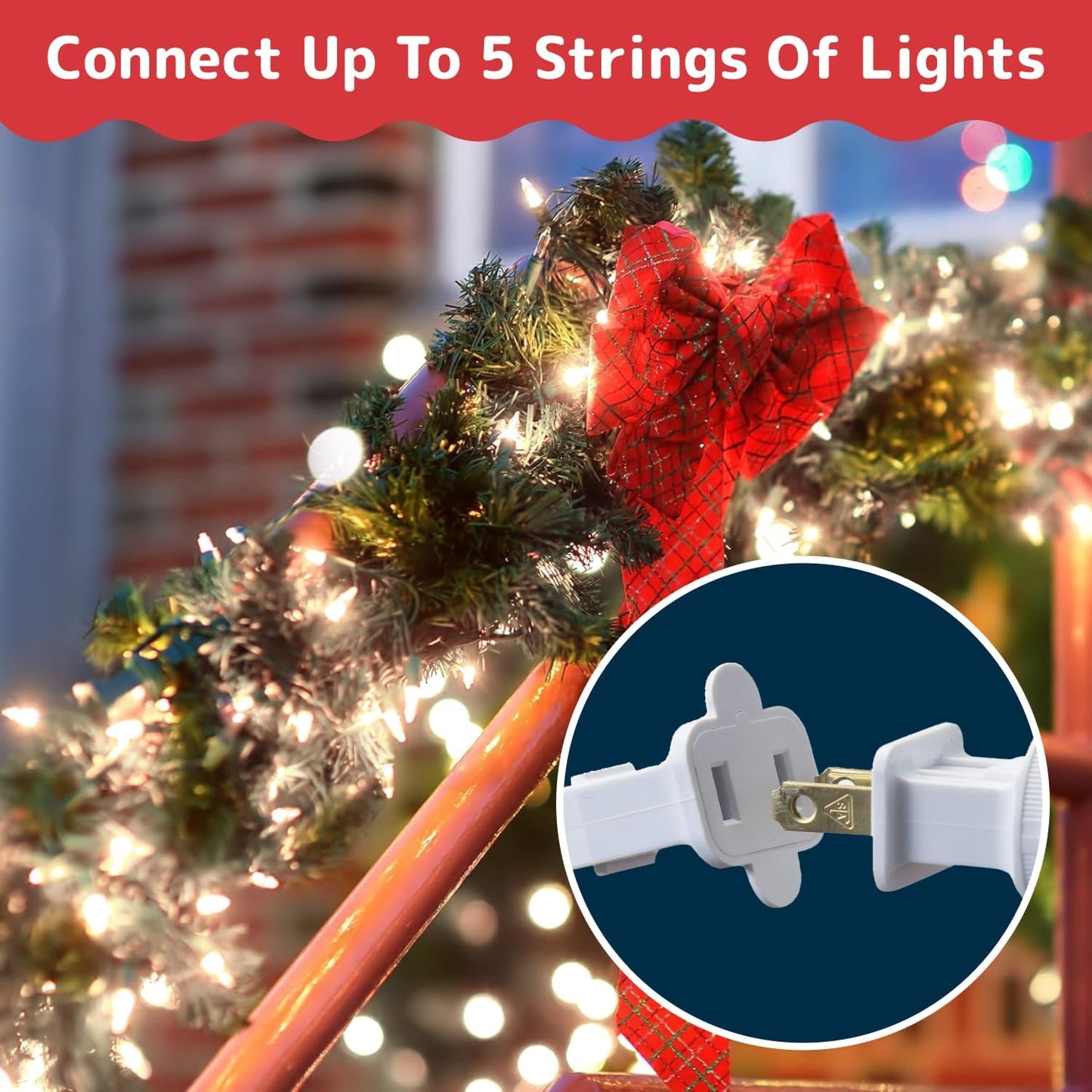 PREXTEX 100-Count Ultra Bright Christmas Lights - 20 ft Clear String Lights on White Wire for Indoor/Outdoor Decor