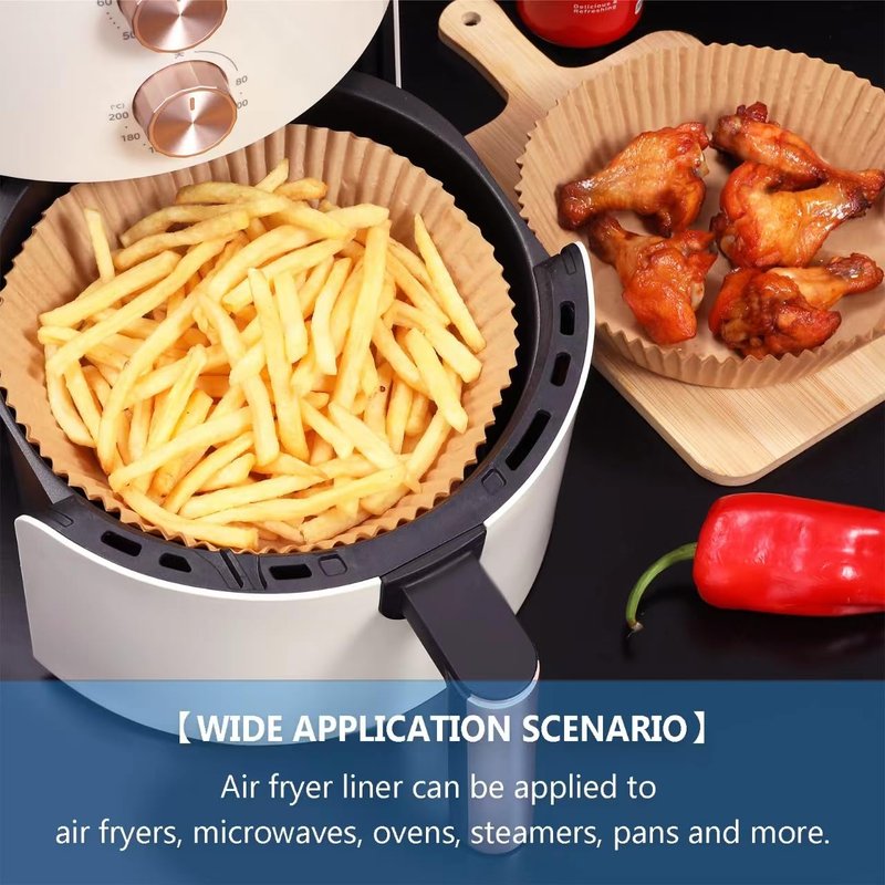 Somoga Thick Air Fryer Paper Liners Disposable Parchment Paper Non-Stick 100PCS Fit 3-5QT Air Fryer Liners Air Roasting Microwave Basket Oil-proof Resistant Baking Parchment Paper(Round, 6.5inch)