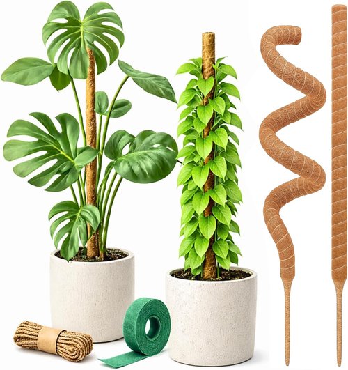 Craft911 Moss Pole Monstera Plant Support - 2 Pack 28” Bendable Stakes for Indoor Climbing Plants