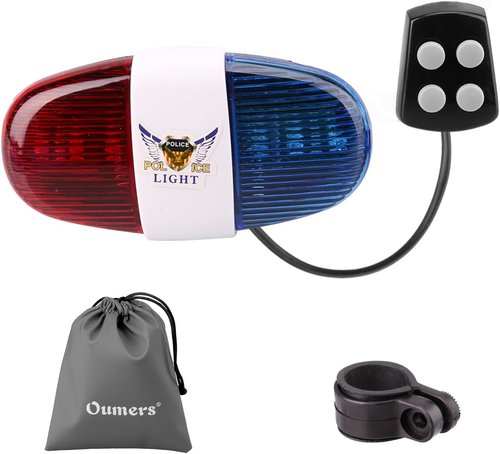 Bike LED Horn Siren with 6 Lights & 4 Sounds - Waterproof Bicycle Police Accessories
