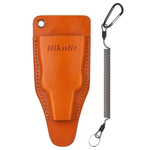 Hikolit Fishing Pliers Sheath with Spring Steel Belt Clip and Coiled Lanyard, Cowhide Leather Holsters for Most Fishing Pliers