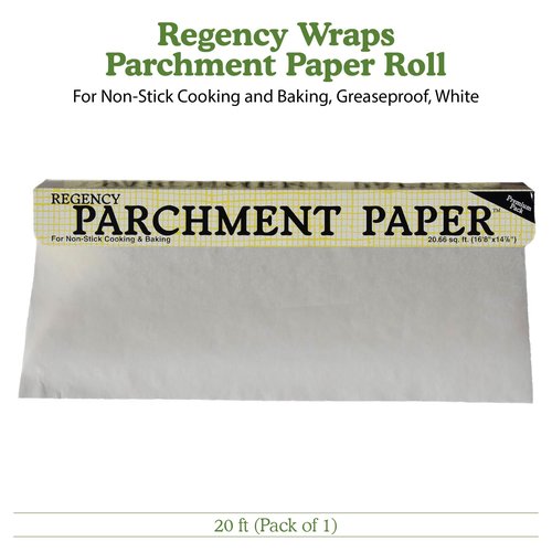 egency Wraps Parchment Paper For Non-Stick Cooking and Baking, Lining Cookie Sheets, Cake Pans, Air Fryer and Microwave safe, Greaseproof, white, 20ft Roll (pack of 1)