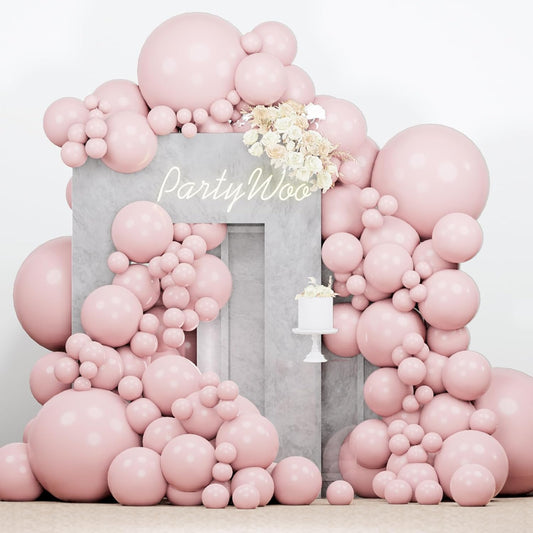 PartyWoo Baby Pink Balloons - 140-Piece Pastel Balloon Arch Kit for Baby Shower & Birthday Decor