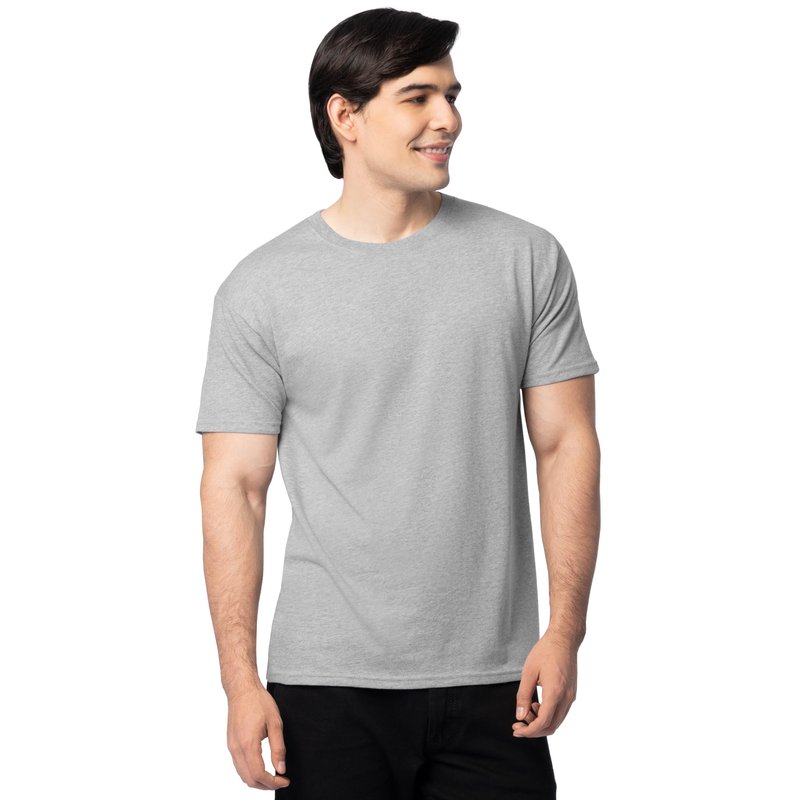Fruit of the Loom Men's Eversoft Cotton T-Shirts (S-4XL), Crew-2 Pack-Grey Heather, Large