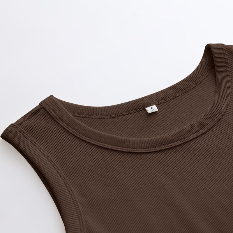 ANRABESS Womens Sleeveless High Neck Tank Tops Fashion Summer Casual Basic Slim Fit Ribbed Racerback Top Shirt Clothes Brown-XXL