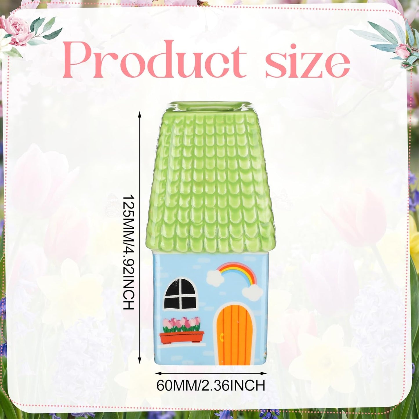 Remerry Ceramic House Shape Vase - Mini Handmade Decorative Flower Container | 2.4 x 3.8 Inch Green