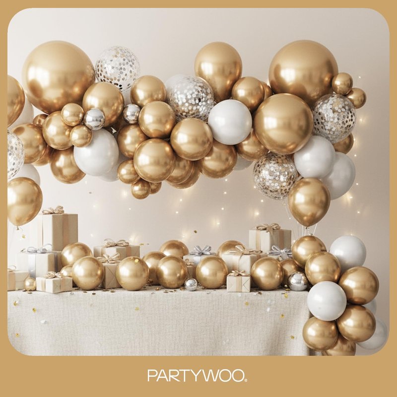 PartyWoo Metallic Gold Balloons 50pcs 12 Inch Chrome Gold Latex Helium Balloons for Wedding Christmas Birthday Graduation Baby Shower Retirement Bachelorette Tea Party Decorations Gold-G127