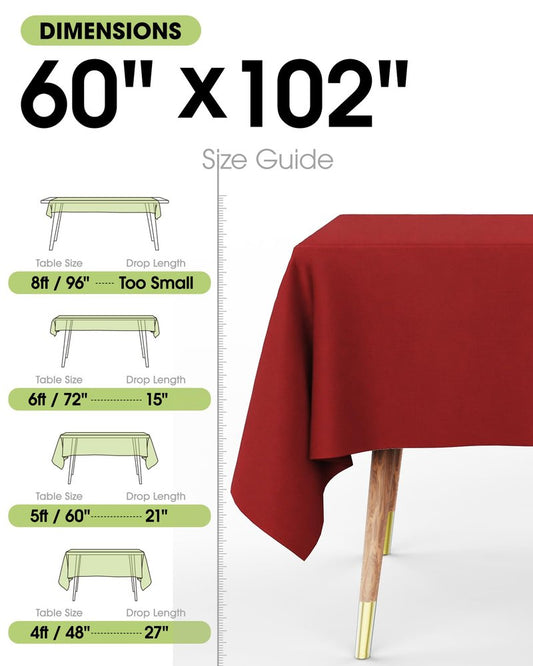 Pureegg Rectangle Table Cloth 60" x 102" – Durable Polyester Tablecloth Offers Reusable & Washable Protection, Ideal for Outdoor Party, Picnic, Wedding, Banquet and Birthday, 2 Pack, Red
