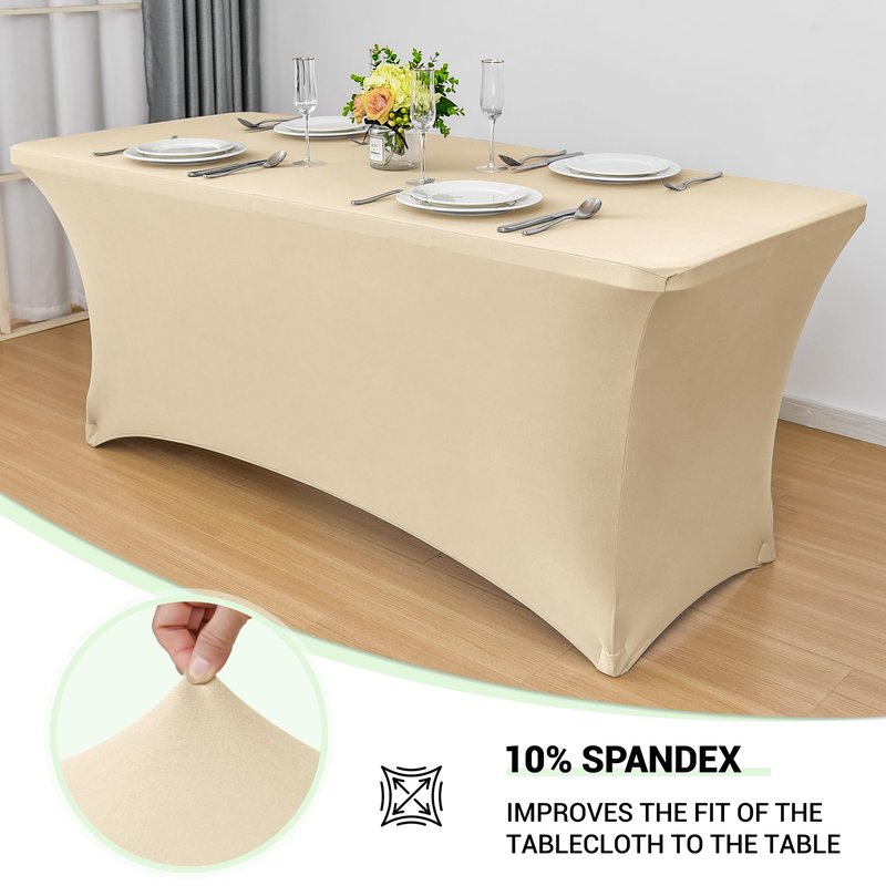 Obstal 5ft Stretch Spandex Table Cover for Standard Folding Tables - Universal Rectangular Fitted Tablecloth Protector for Wedding, Banquet and Party