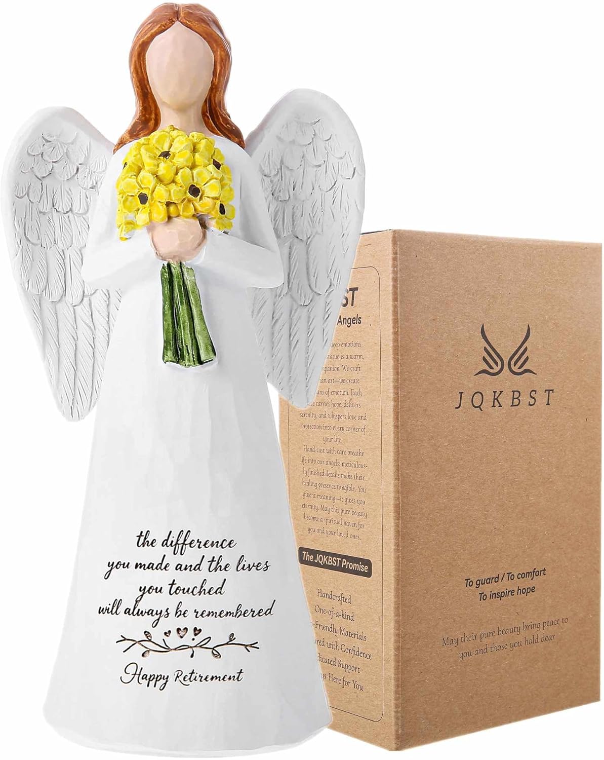 Skiennix Angel Figurine - 5.6'' Retirement Gift for Women | Guardian Angel Holding Sunflowers