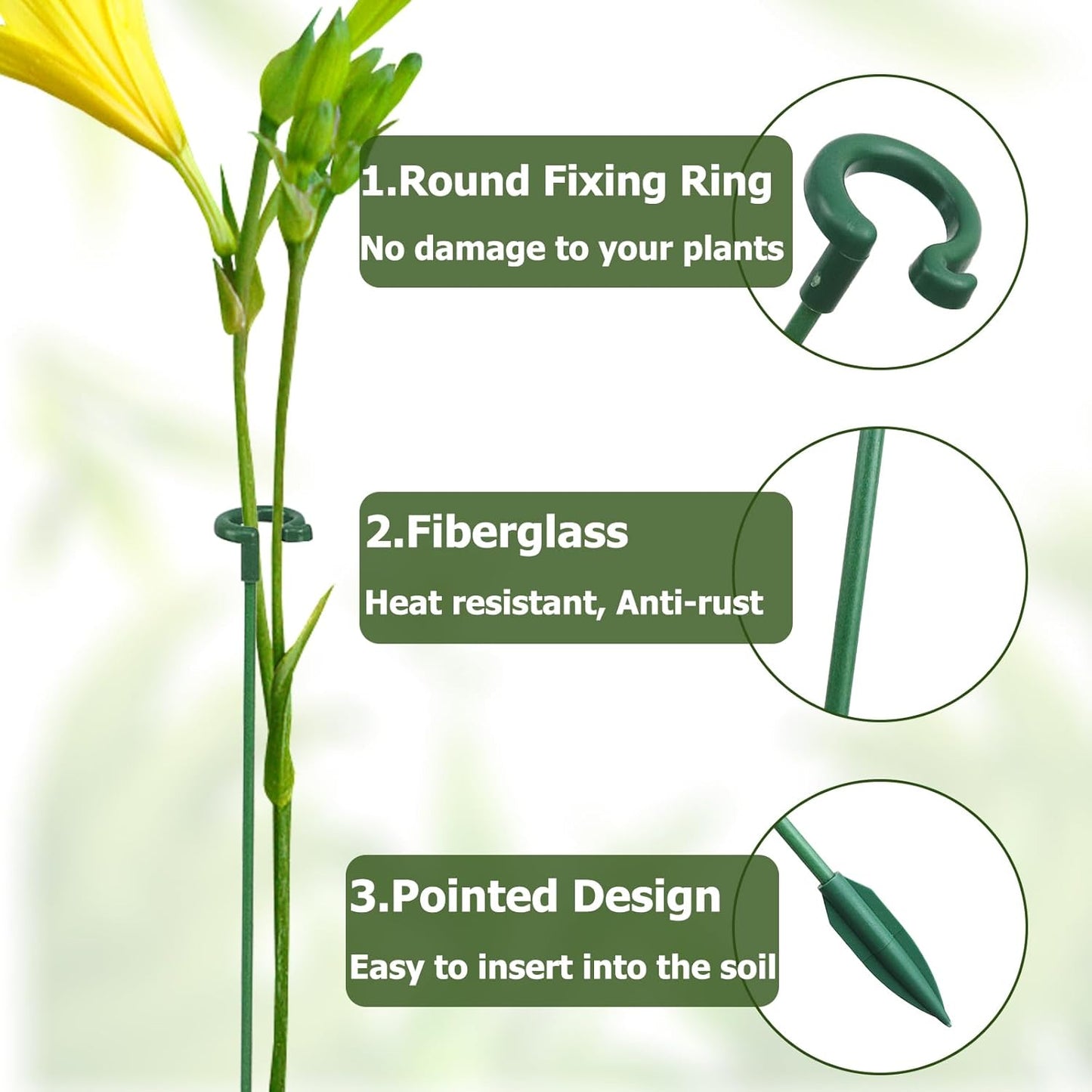 Small Plant Stakes by [Brand Name] - Pack of 30 Indoor Plant Support Stakes | 3 Sizes for Orchids, Roses & Succulents