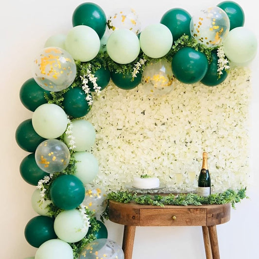 Voircoloria 105pcs Dark Green Balloons 12inch Hunter Green Balloons for Birthday Dinosaur Baby Shower St. Patrick's Day Summer Jungle Forest Safari Party Decorations