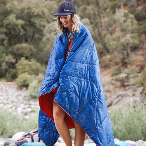 Rumpl Backcountry Puffy Blanket - Packing Comfort Into Uncomfortable Places, 100% Recycled Polyester Insulation, Lightweight, Packable, Water Resistant, 52" x 75", Moraine