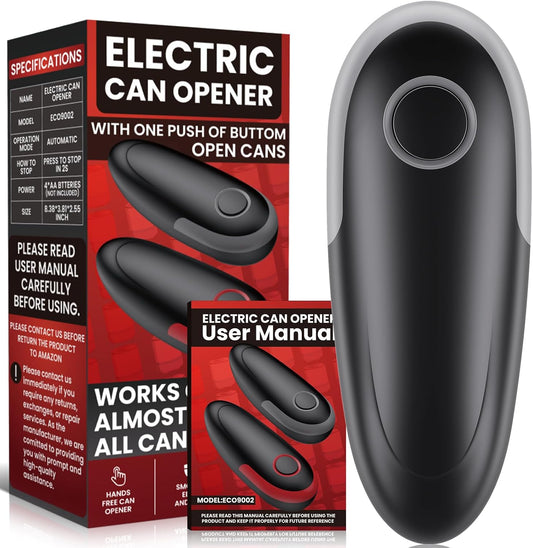 Skiennix Electric Can Opener - Fits All Can Sizes | Smooth Edge, Battery Operated for Seniors & Chefs - Black & Grey