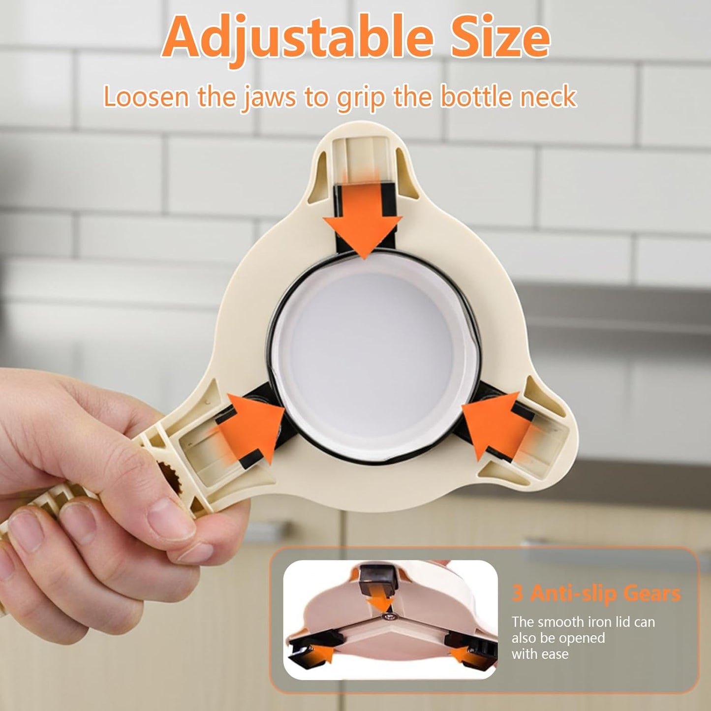 Skiennix 4-in-1 Jar Opener - Adjustable Stainless Steel Lid Remover for Seniors & Arthritis | White