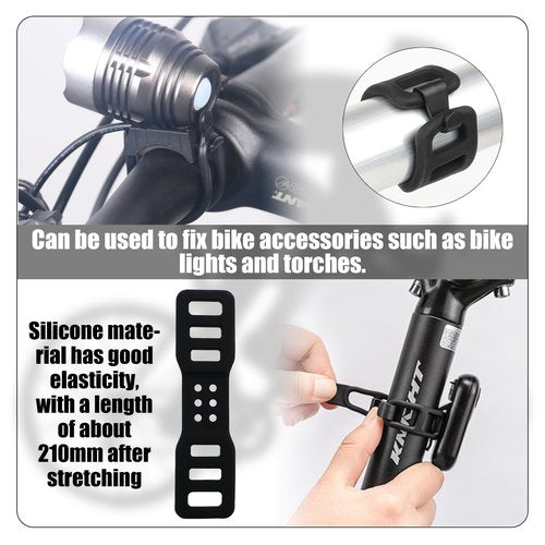 CChiai 2PCS 92x24mm Black Bicycle Silicone Strap with S Buckle Flashlight Mounting Strap Bicycle Accessory Mounting Strap for Bike Light and Flashlight