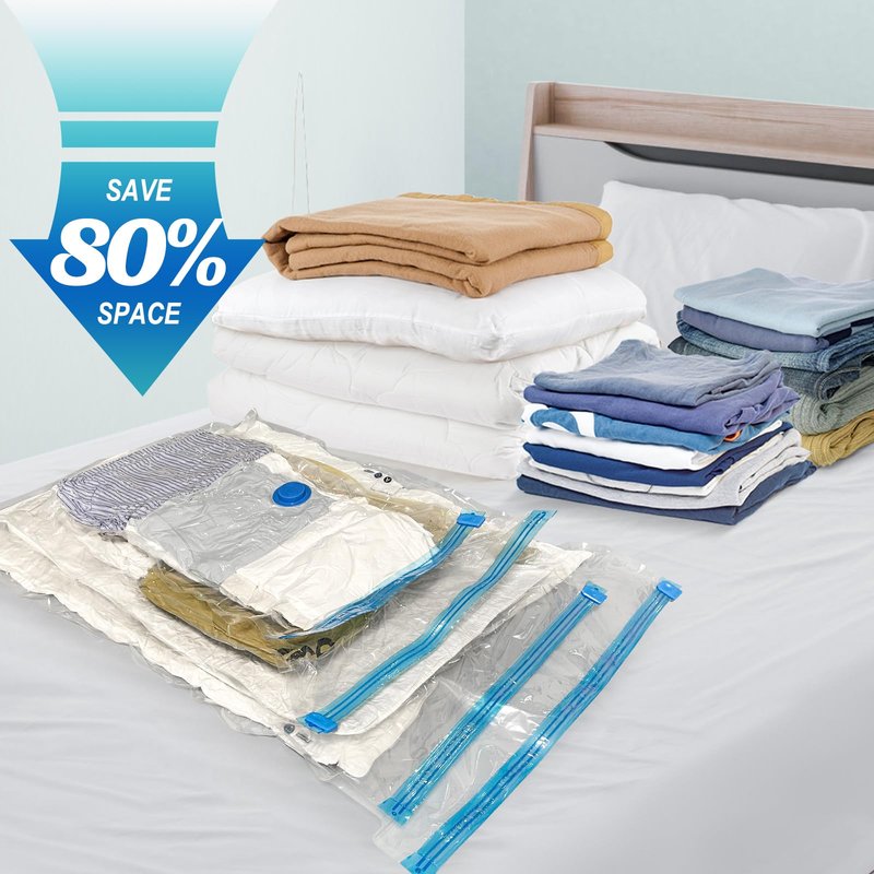 Fygrip Vacuum Storage Bags with Hand Pump, Plastic Packaging Bags, 80% Space Saver Vacuum Seal Bags for Clothing, Travel Lugggage, Blankets, Comforters, 10 Large
