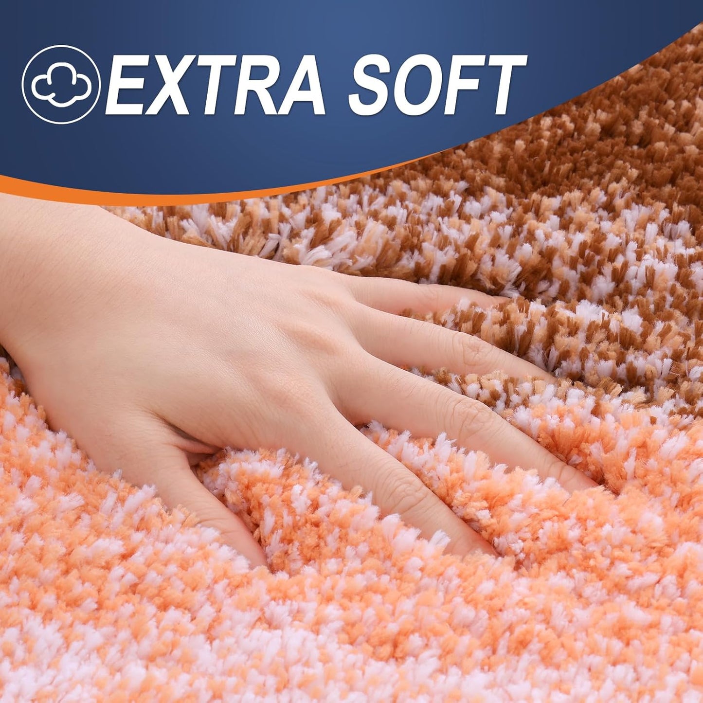 OLANLY Large Bathroom Rug Mat - Extra Soft Microfiber, Quick Dry & Machine Washable | 54x24 Inches, Orange