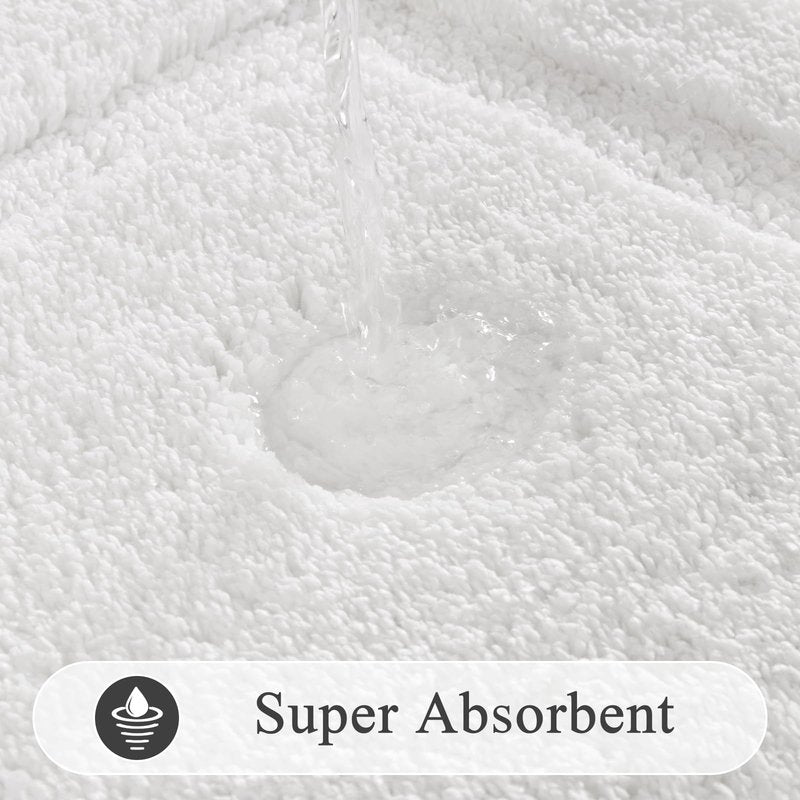SHACOS White Bathroom Rugs Sets 3 Piece, 16"x24" + 20"x32" Non Slip Bath Mat and 20"x24" Toilet Rugs U Shaped Washable, Soft Fluffy Water Absorbent Bath Rugs for Bathroom