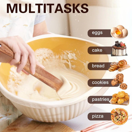 Spurtle for Sourdough Starter, Mixing, dough whisk, Reaching Bottom of Jar, Natural from High Moist Resistance Teak, wooden bread making tools, NonStick Cookware