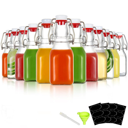 YEBODA 4oz Swing Top Glass Bottles,Small Flip Top Glass bottles with airtight Caps for Home Brewing,Kombucha,2nd Fermentation,Kefir,Beverages,Soda,Oils,Vinegar,Limoncello,Vanilla extract 12 Pack