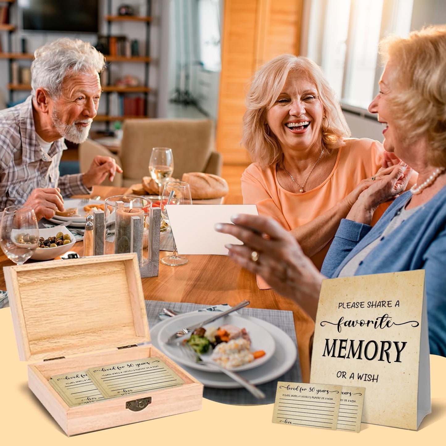 QUPT 80th Birthday Memory Box Set - 1946 Gifts for Men & Women with 50 Memory Cards & Sign