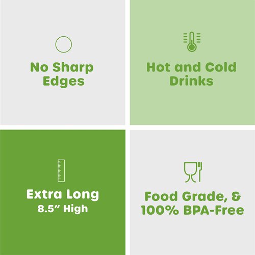 Comfy Package, [100 Count] Jumbo Plastic Smoothie Straws - 8.5"High - Assorted Colors