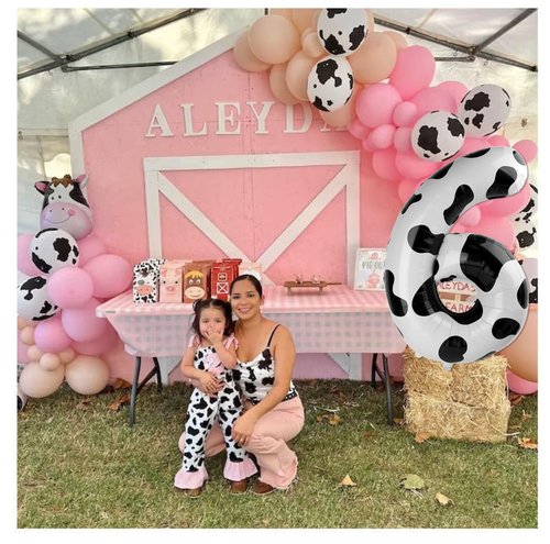 Cow Print Number 25 Balloon 40 inch, 25 Number Balloons, 25th Cow Farm Barnyard theme Birthday Decorations for Girls Boys Kids, 25 Year Old Party Supplies