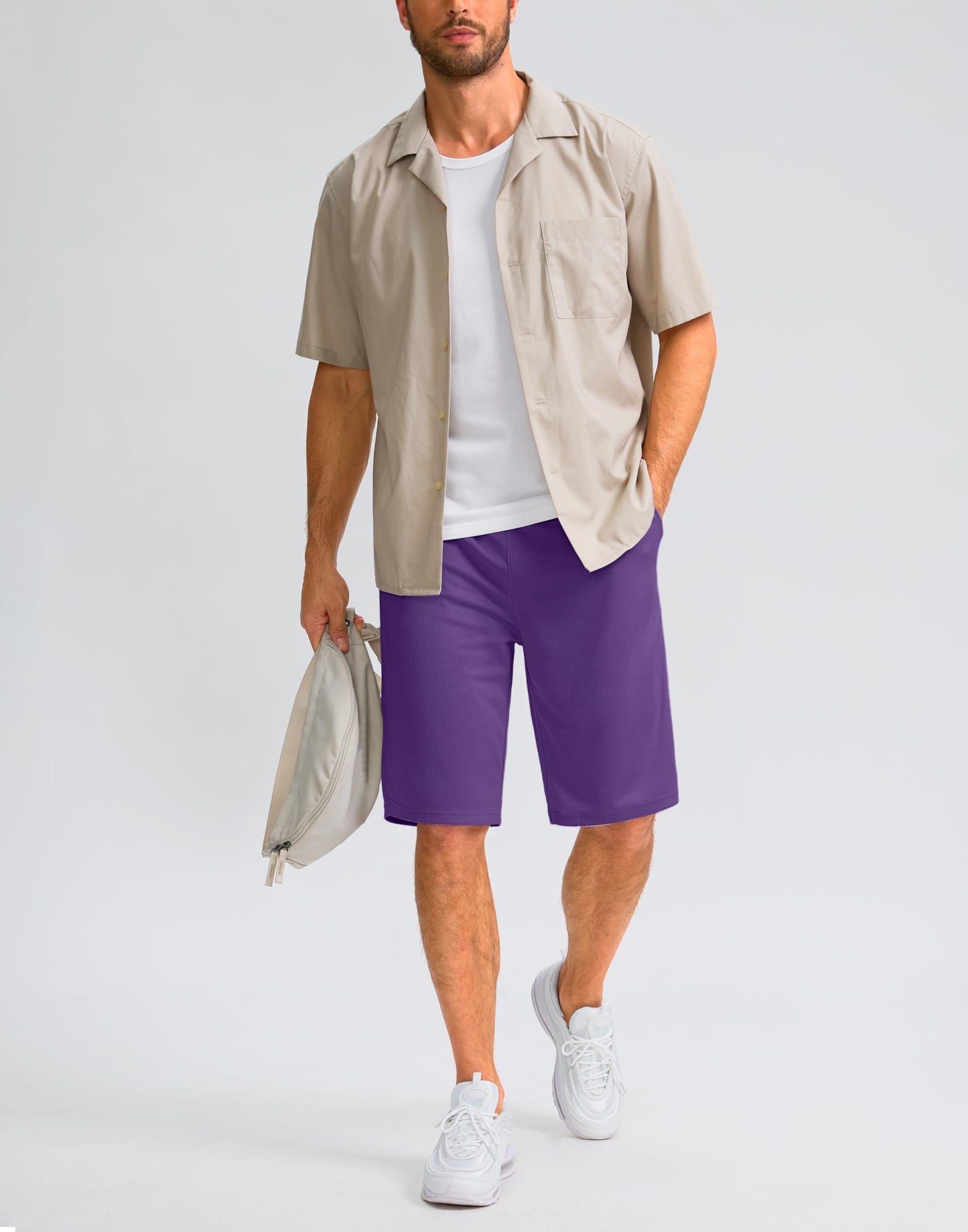 Men's Athletic Shorts with Pockets 9" / 11" Long Basketball Shorts Lightweight Quick Dry Gym Workout Shorts for Men(Purple,S)