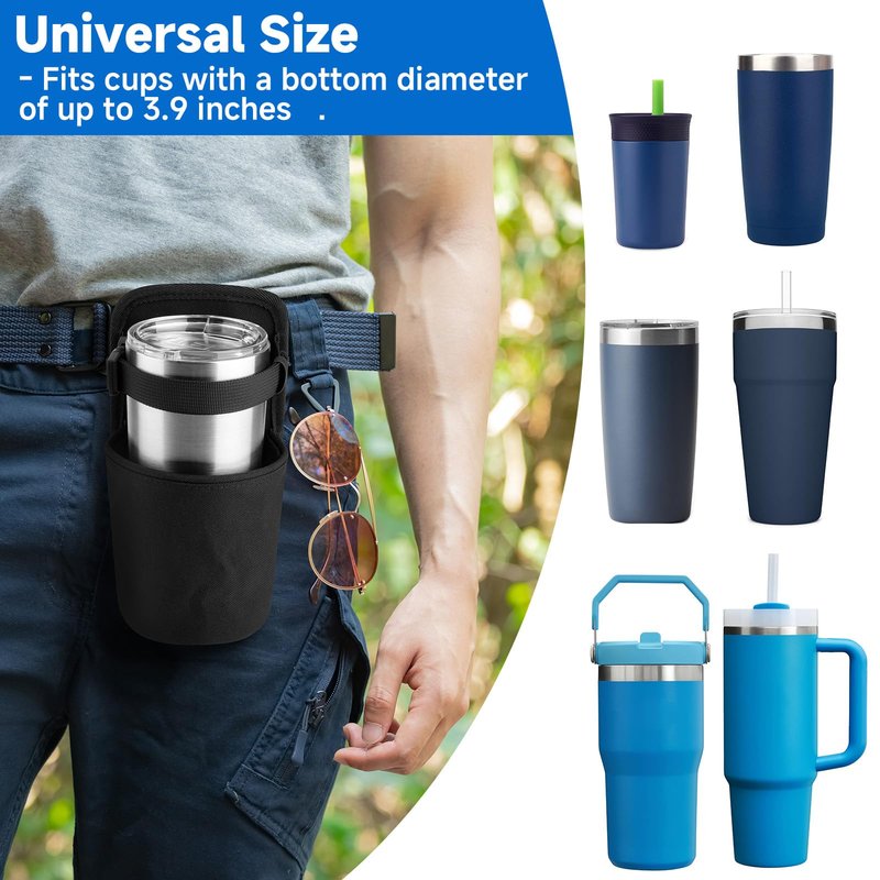 Xxerciz Water Bottle Carrier Holder with Belt Clip, Nylon Water Bottle Sleeve Insulated Beverage Bottle Pouch Bag for Walking Hiking Traveling (Belt Loops)