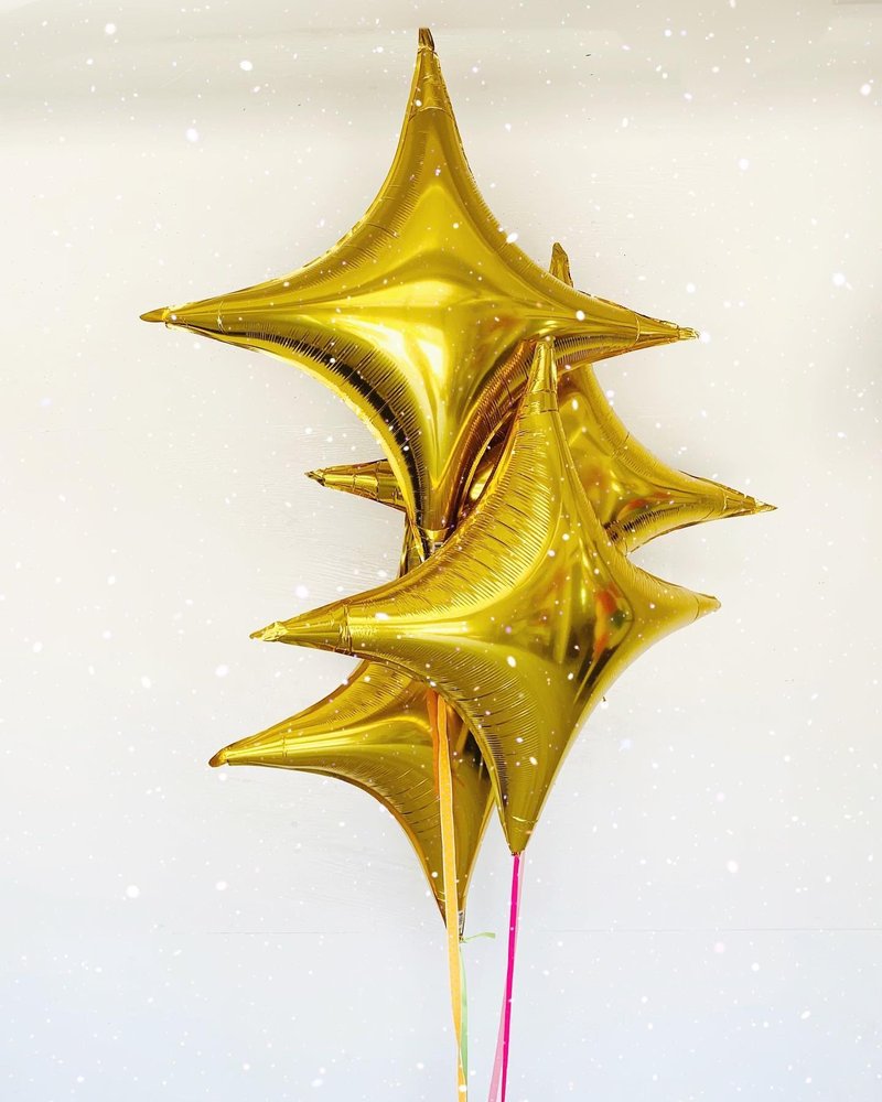 Gold Star Balloons,12Pcs Four Angle Star Foil Balloons,26Inch and 10Inch Gold Quadrangle Helium Balloon for Birthday Graduation Anniversary Baby Shower Wedding Party Decorations