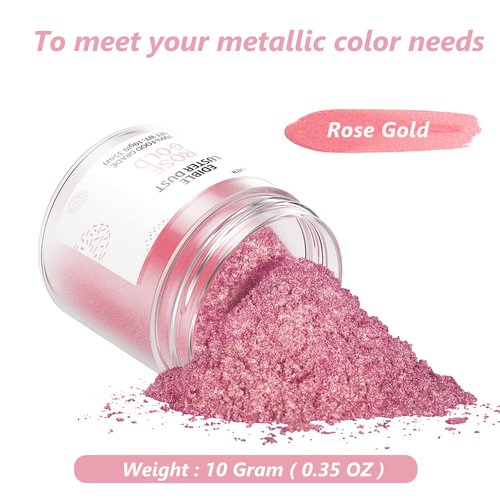 Edible Luster Dust Rose Gold10 Grams, Food Grade Cake Luster Dust Tasteless Dessert Dusting Powders for Baking Cherrysea Food Coloring Powder for Cupcakes, Cake Pops,Fondant,Chocolate, Candy